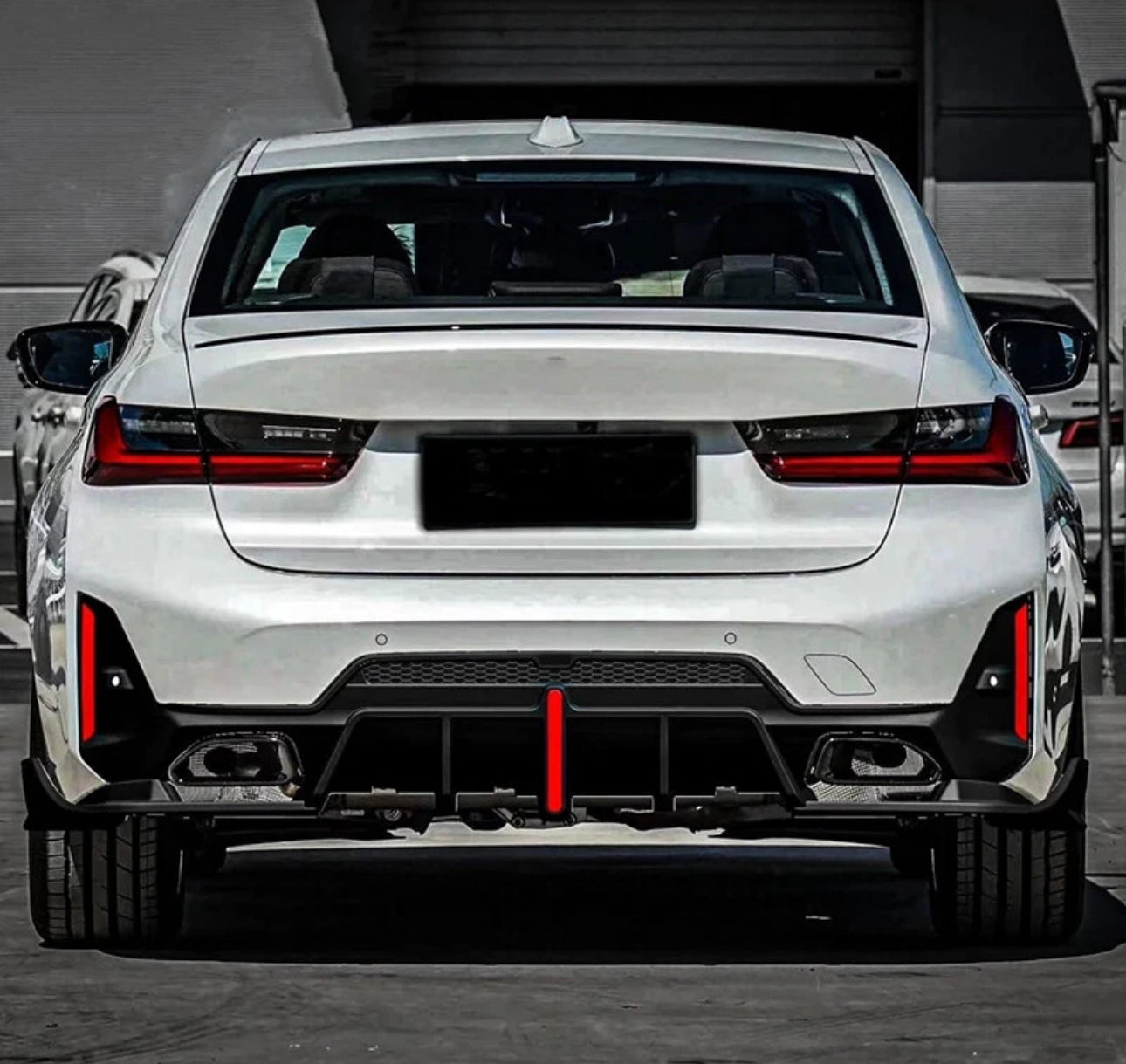 GLOSS BLACK REAR DIFFUSER WITH BRAKE LIGHT - BMW G20 3 SERIES LCI