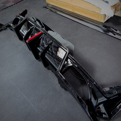 GLOSS BLACK REAR DIFFUSER WITH BRAKE LIGHT - BMW G20 3 SERIES LCI