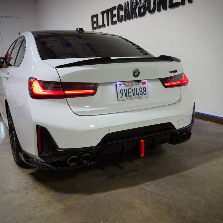 GLOSS BLACK REAR DIFFUSER WITH BRAKE LIGHT - BMW G20 3 SERIES LCI