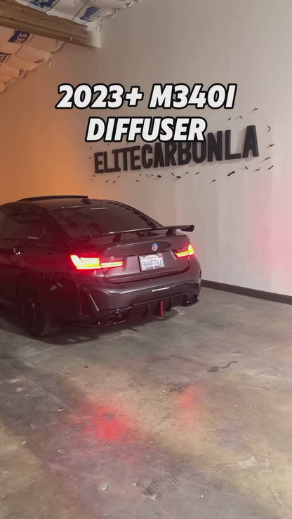 GLOSS BLACK REAR DIFFUSER WITH BRAKE LIGHT - BMW G20 3 SERIES LCI